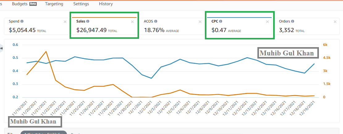 Additional advertising performance view for the PPC rescue project